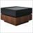 Multi-functional Square 360°Rotating Coffee Table with 2 Drawers, High Gloss 2-Tier Centre Table