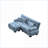 Sectional Sofa for Living Room, 2-Seater with Convertible Ottoman &amp; 4 Pillows, Vintage-Inspired | Chenille | Navy Blue-371821271