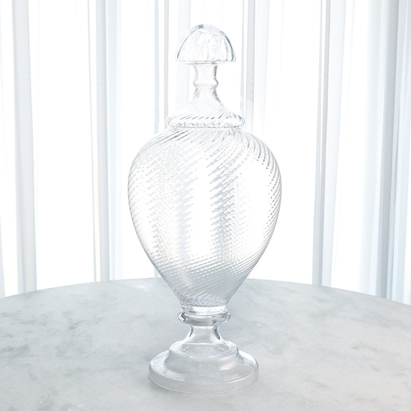 Spiralled Glass Lidded Jar