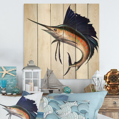 Voilier dans l'océan II - décoration murale en bois nautique et côtier - bois de pin naturel