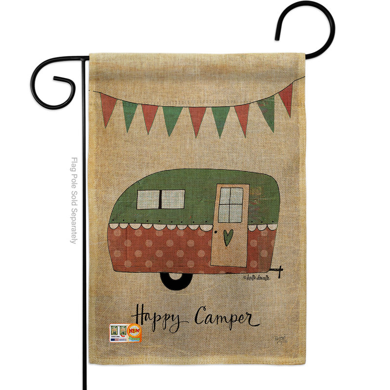 « camper en toile jute nature », impression en polyester à 2 côtés, 19 po drapeau de jardin