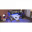 Lit mezzanine simple tout-en-un en métal avec rangement intégré, ports USB et lumières DEL, noir élégant