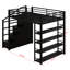 Structure de lit mezzanine en métal pour grand lit avec tablettes, armoires et garde-robe