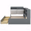 Cadre de lit plateforme simple en bois, tête de lit avec rangement, tablettes, 2 tiroirs-783501613