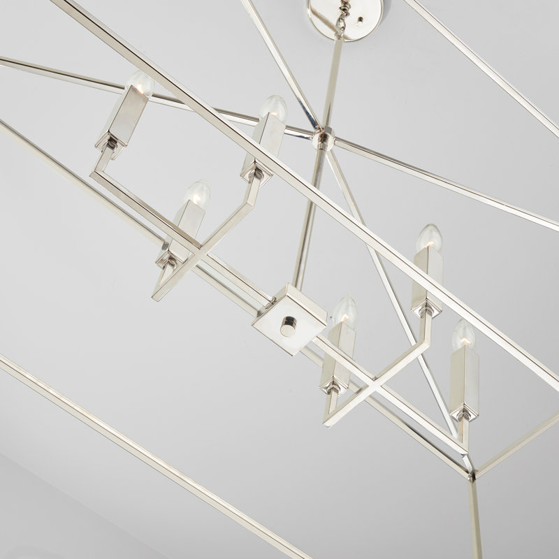 Lustre géométrique à 6 lumières Thea, Nickel poli