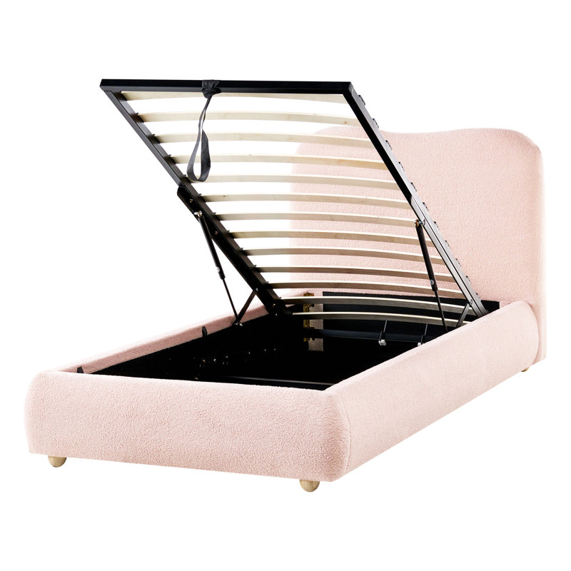 Upholstered Ottoman Storage Bed, Pink/Brown