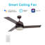 Ventilateur de plafond intelligent de 52 pouces avec commande murale Aeryn, ensemble d'éclairage inclus, fonctionne avec l'assistant Google, Amazon Alexa et les raccourcis Siri.-534085494-534085495-534085498