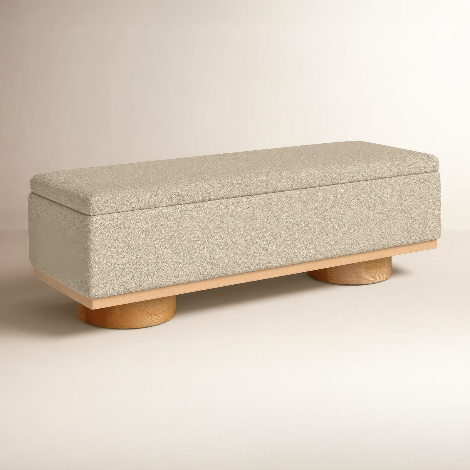 Morje 61" Linen Entryway Bench, Brown Boucle, Natural