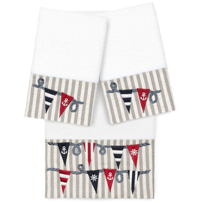 100% Turkish Cotton Ethan 3 Piece Embellished Towel Set