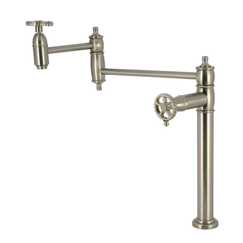 Robinet remplisseur à fixation sur plateau Kingston Brass KS3703CG, laiton antique, Nickel brossé