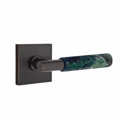 Ensemble de leviers de passage Emtek Select, rosette carrée, tige en T, poignée en marbre vert, CF