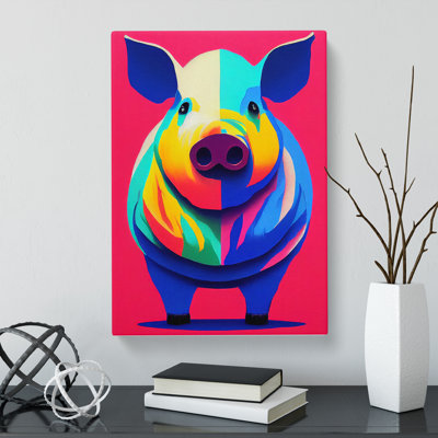 Winigan Pig Crayon - Wrapped Canvas