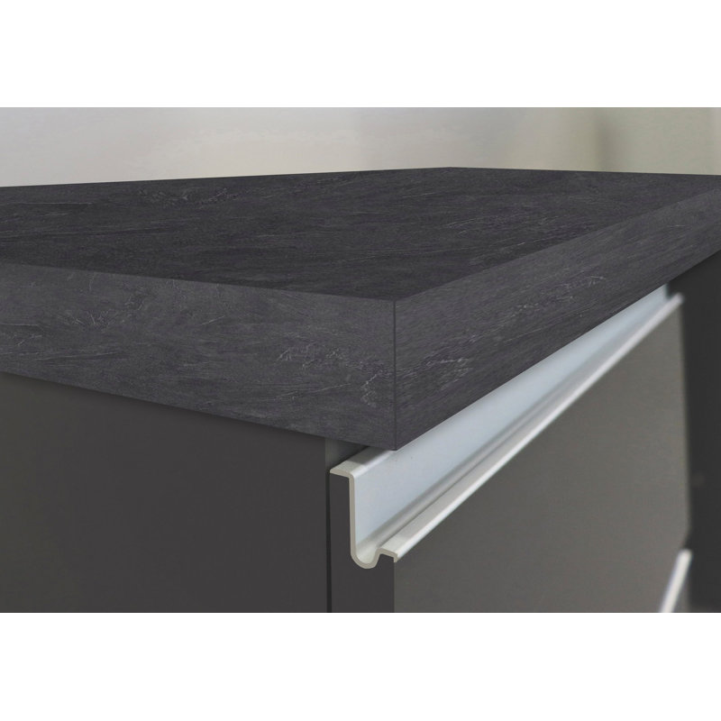Caymitte Wood Kitchen Island, Anthracite Grey/Grey