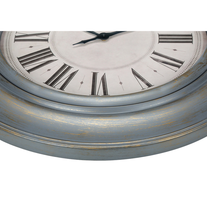 Horloge murale ronde 30 po, grande horloge murale, bleu antique, transitionnel