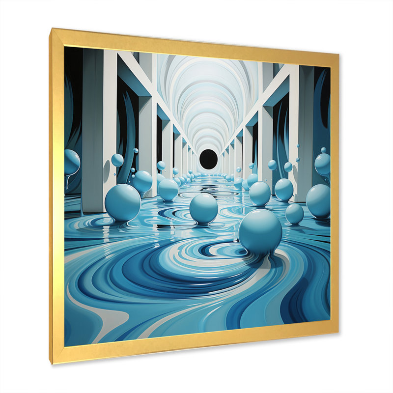 Op Blue Focus IV - impression, Cadre doré à une seule photo, H 36 po x l 36 po x P 1,5 po