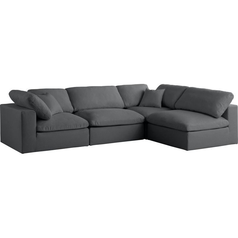 Jocqua Velvet L-Shaped Sectional Reversible, Grey Velvet