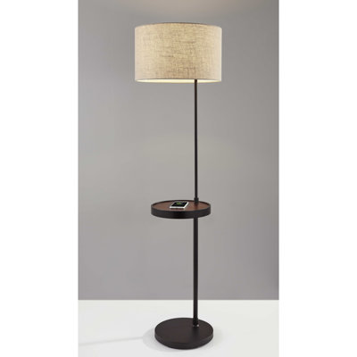 Fowlerville 63.5'' Matte Black Tray Table Floor Lamp