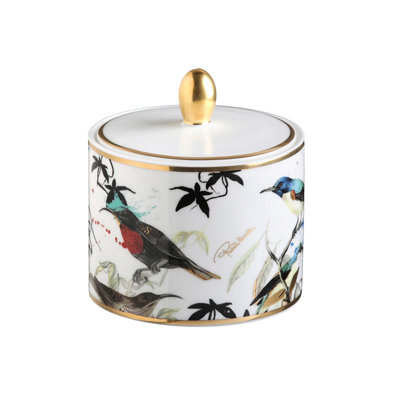 Sugar Pot GARDEN'S BIRDS   diam. 3.3 in, H 3.5 in