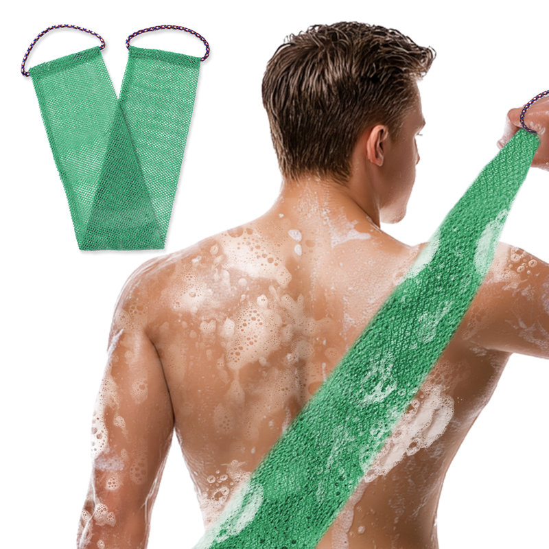 Filet de bain africain élastique avec sangles de main doubles, chiffon de douche en nylon pour le dos et le corps entier, multi-usages pour le bain et le nettoyage