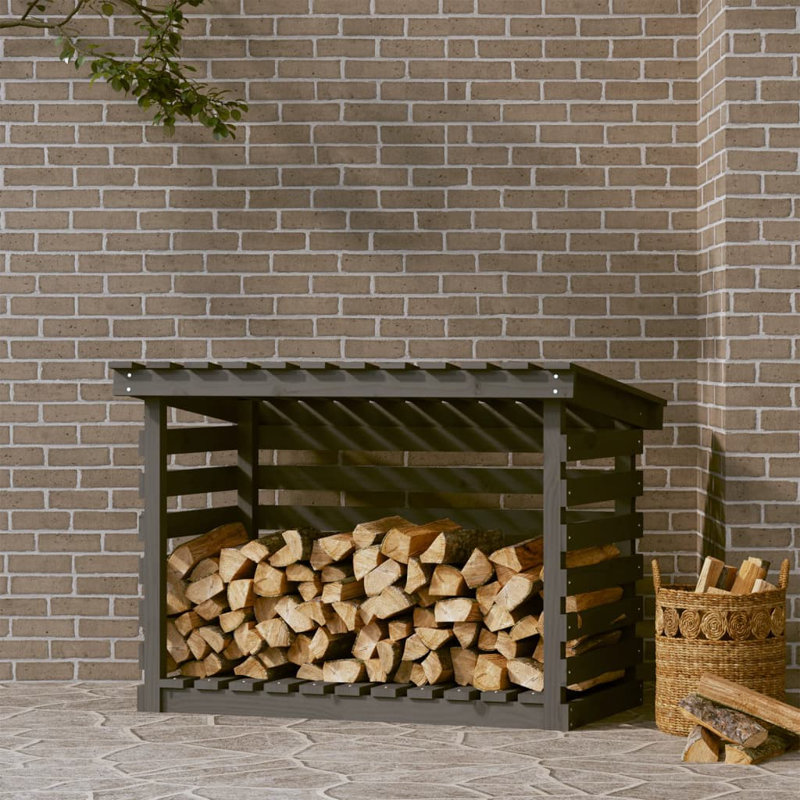 Firewood Rack 108x73x79 cm Solid Wood Pine, Gray