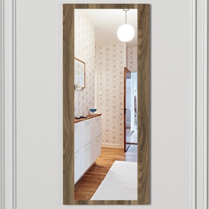 Elliana Wood Flat Wall Mirror, Walnut