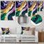 Décoration murale moderne en métal mauve, vert et doré-87833324