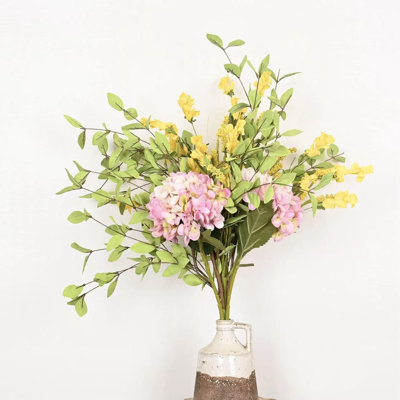 Arrangement floral 24 "avec fleurs d'hortensia artificielles 24" pour remplissage de vase, bouquet de fleurs à longue tige de verdure de style campagnard pour fête de mariage