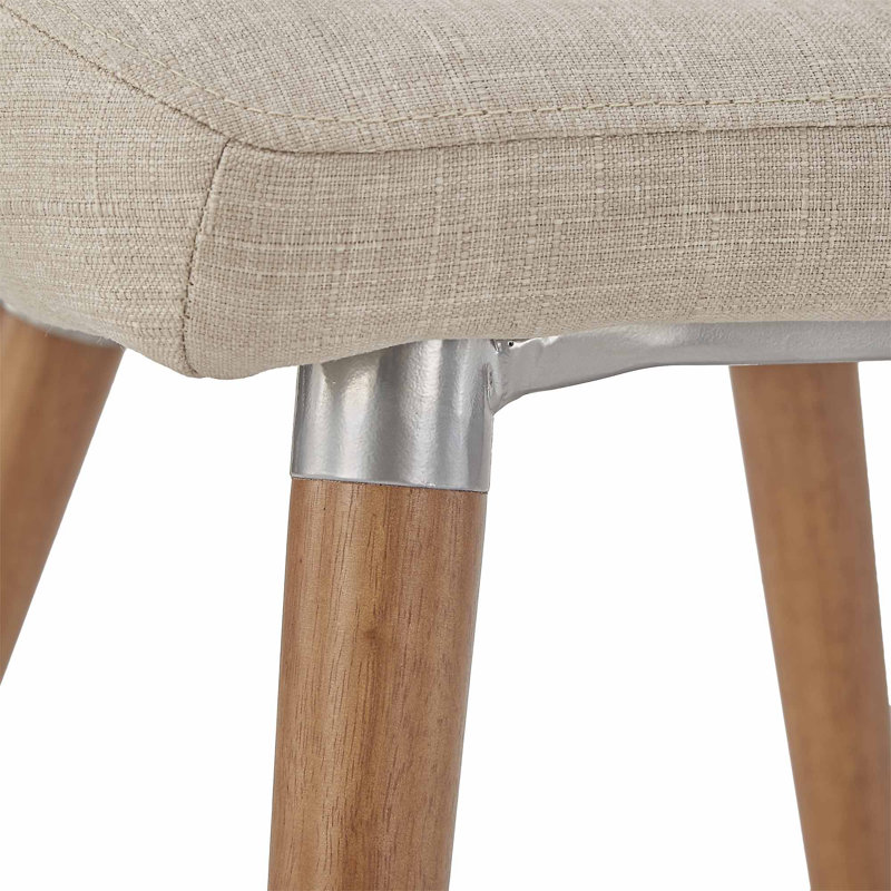 Jaeya 18.5'' H Linen Upholstered Side Chair, Beige, Light Oak