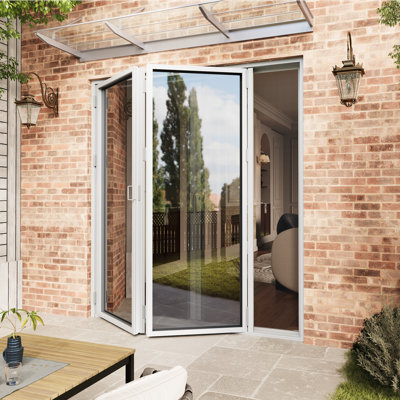 Porte de patio pliante pliante en aluminium de 72 po x H 80 po à gauche (2 + 0) avec 𝗥𝗲𝘁𝗿𝗮𝗰𝘁𝗮𝗯𝗹𝗲 𝗦𝗰𝗿𝗲𝗲𝗻