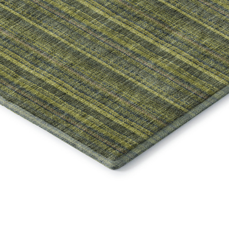 Premium Machine Washable Prisco Olive Rug, Rectangle 1'8" x 2'6"
