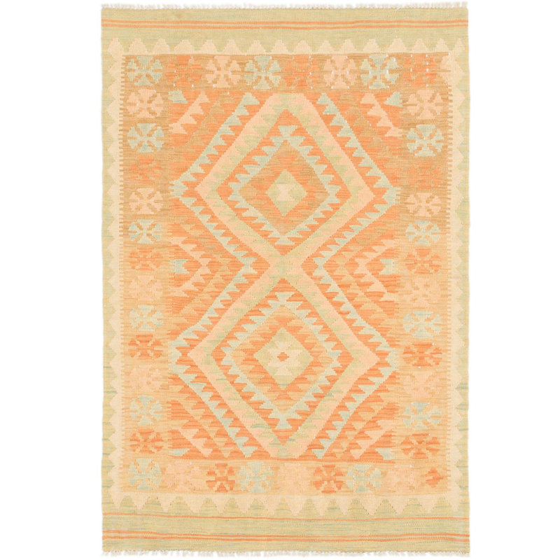 Tapis intérieur de la laine 3 pi 3 po x 4 pi 9 po one-of-kind à la main noué la new age Elland
