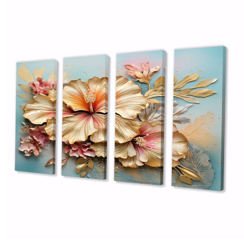 Ensemble de 4 pièces d'art mural Adams Hibiscus, H 28 po x l 48 po