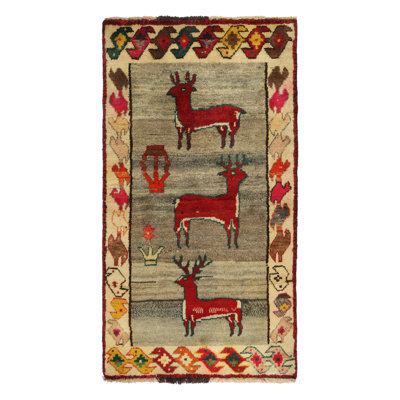 One-of-a-Kind 2'9" X 5'4" 1960s Wool Area Rug in Brown