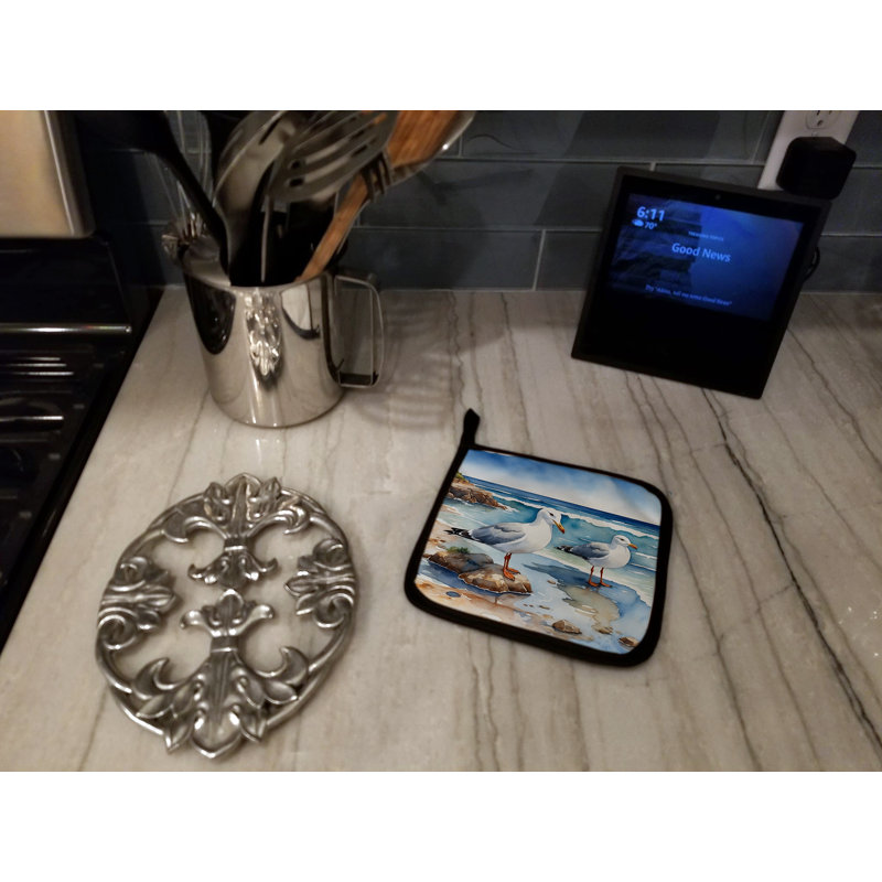 Gulls Scavenging Pair of Pot Holders