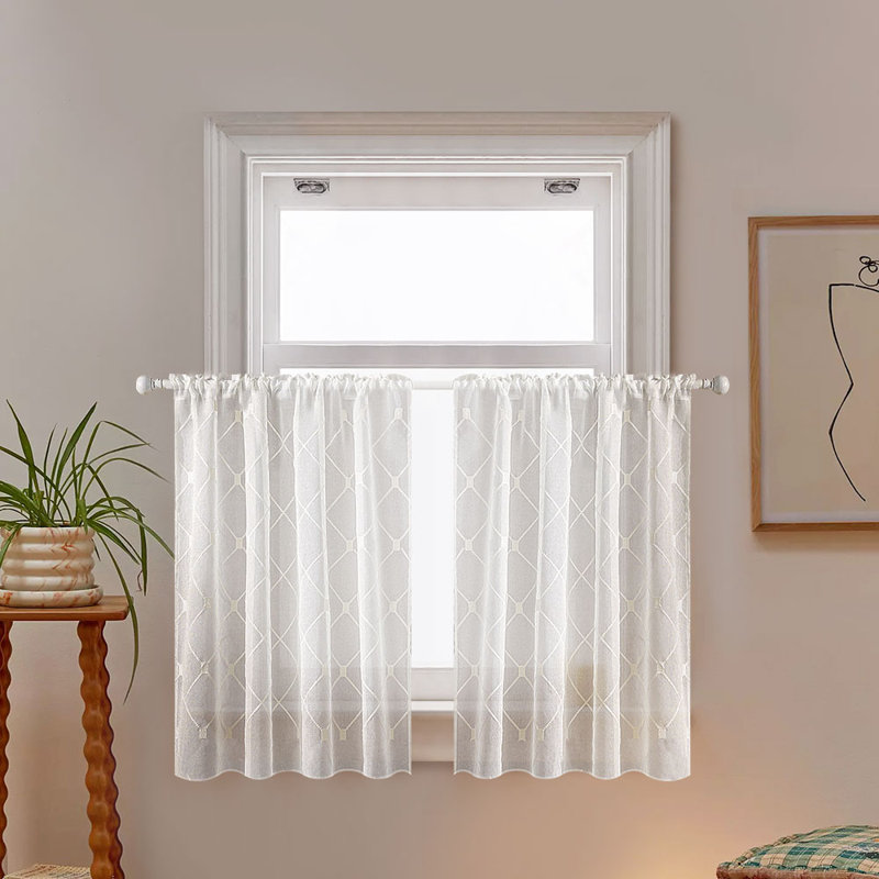 Paire de rideaux transparents avec passe-tringle, Blanc, L 54 po x L 18 po