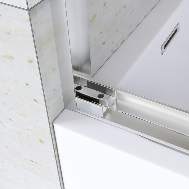 56-60 "W X 60" H Aluminum Frame Double Sliding Shower Door In Brushed Nickel Finish, Brushed Nickel