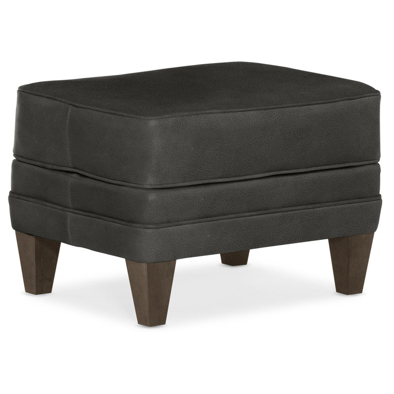 Willow Ottoman, Cobblestone, Aline Fumo Genuine Leather