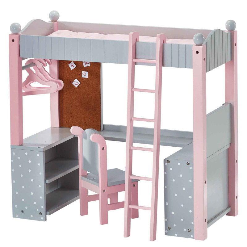 Olivia's Little World - Polka Dots Princess 18" Doll College Dorm Double Bunk Desk