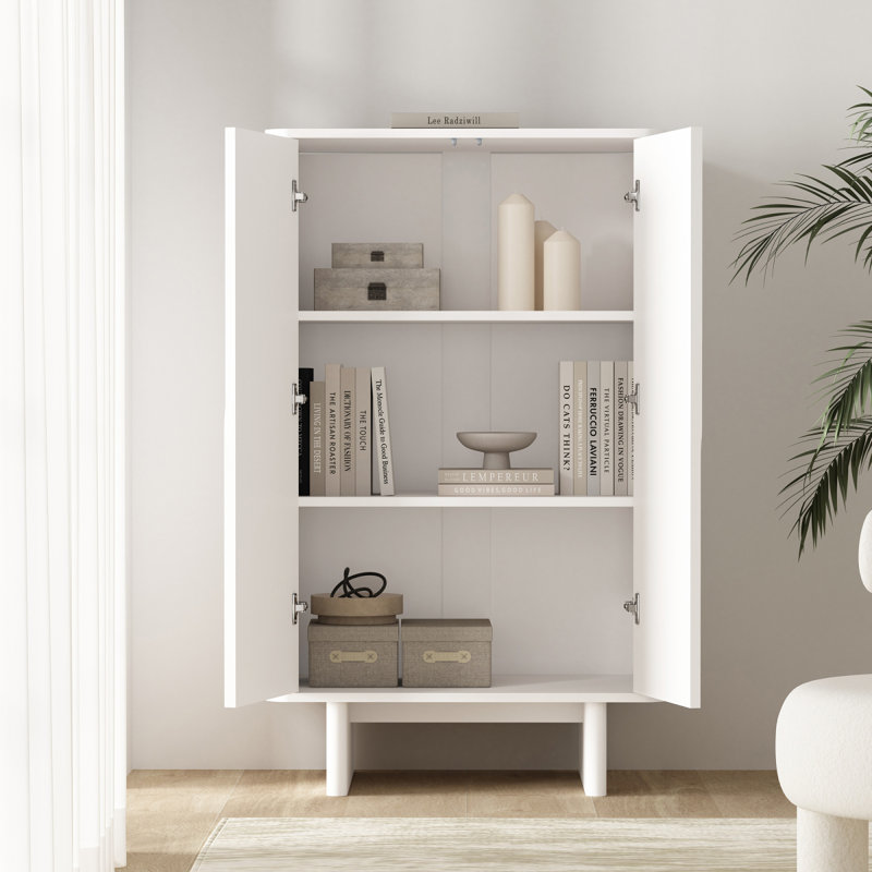 Armoire d'appoint moderne 32 "avec tablettes réglables Ella, Blanc