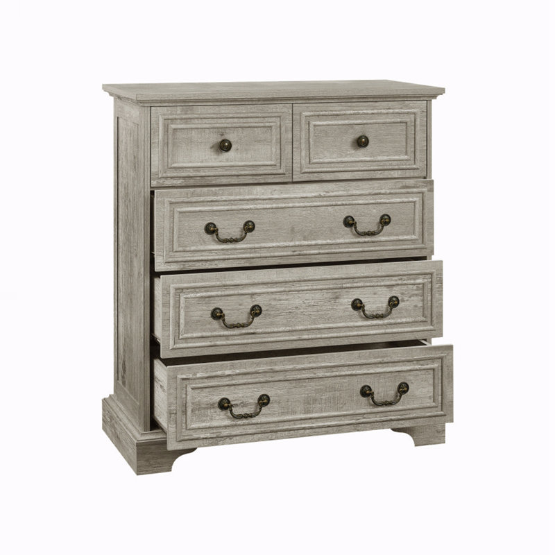 Commode 5 tiroirs pour chambre à coucher, Chêne antique