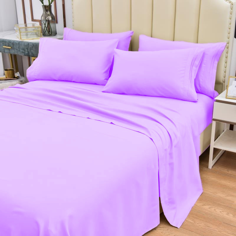 Premium Rayon From Bamboo 6 Pc Sheet Set With Deep Pockets, Cooling, Lavender, Full/Double Sheet Set