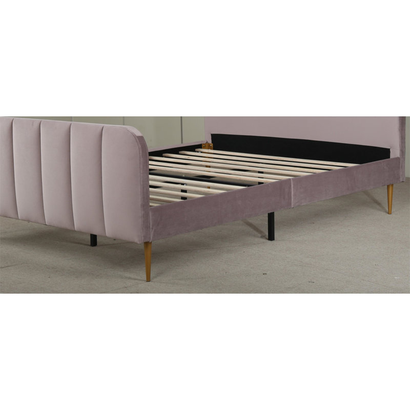 Lit plateforme tapissier Sarosh, Grand, Mauve