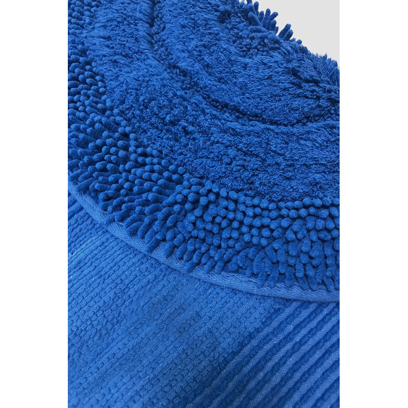 Luxurious Bathmat Set (2 Pieces), 100% Cotton, Blue | Large Mat: 23.6 x 39.4 inches, Small Mat: 19.7 x 23.6 inches | 1600 g/m², 1.0 in Pile Height, Handmade | Machine Washable, Soft & Absorbent for Spa-Like Comfort
