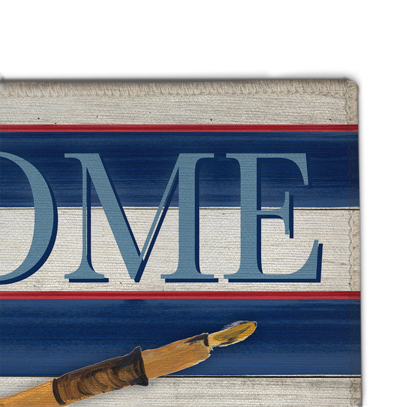 Welcome Oars Chenille Striped Indoor / Outdoor Rug, Rectangle 4' x 6'