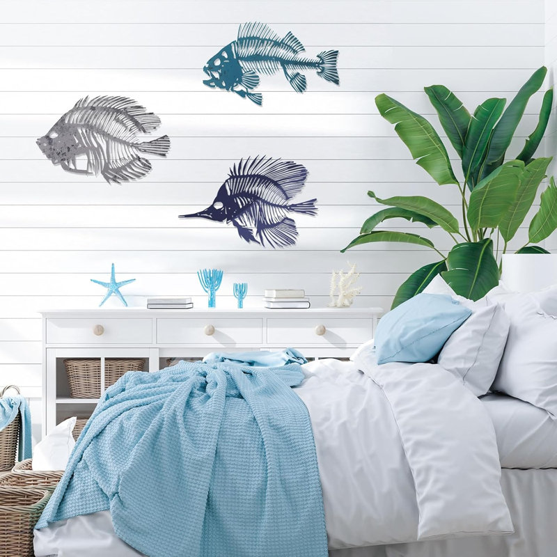 Metal Mural Fish Carving Hanging