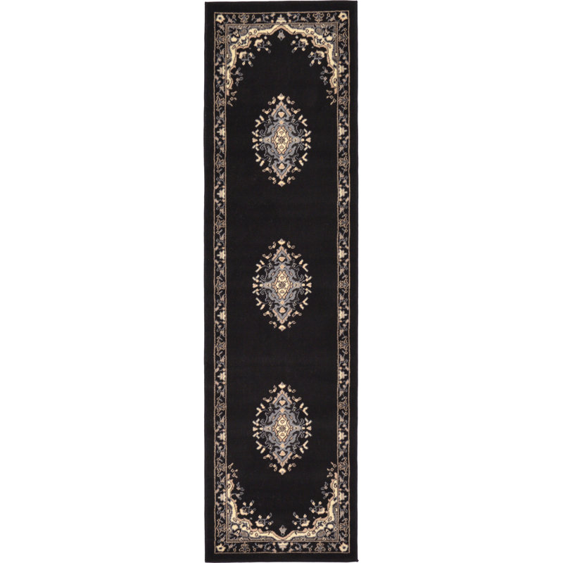Balthrop Oriental Indoor Rug, Runner 2'2" x 8'2", Black