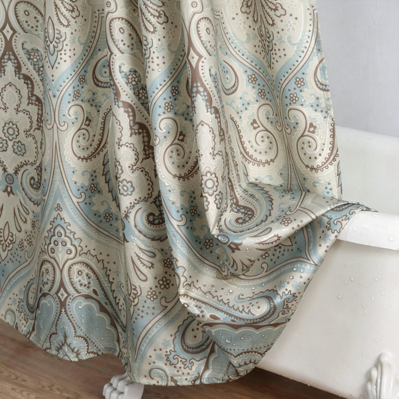 Boho Paisley Pattern Shower Curtain (Taupe)