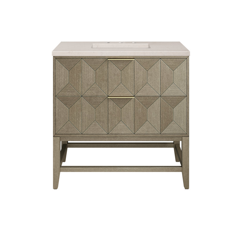 Emmeline 36'' W Single Vanity, Charcoal Soapstone, 8" Widespread, Pebble Oak