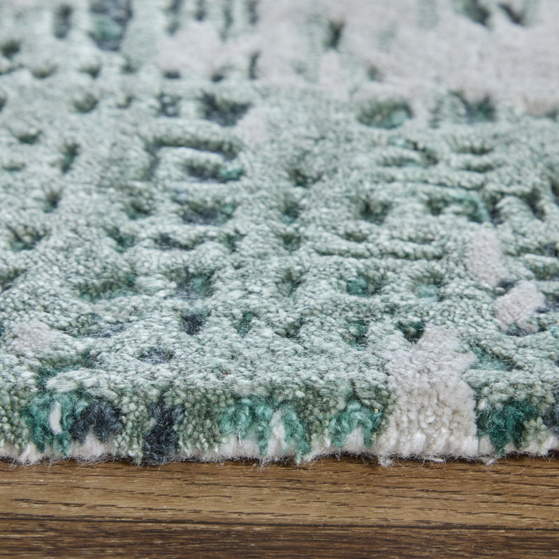 Zarah Hand Tufted Abstract Area Rug, Green, Rectangle 8' x 10'