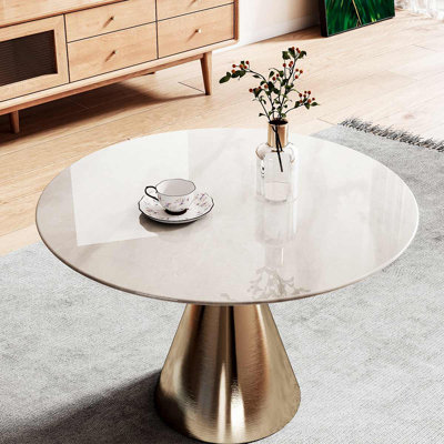Durable Round Tempered Glass Tabletop With Marble Design - DIY Replacement & Cover For Dining/Coffee/Patio (Indoor & Outdoor Use)